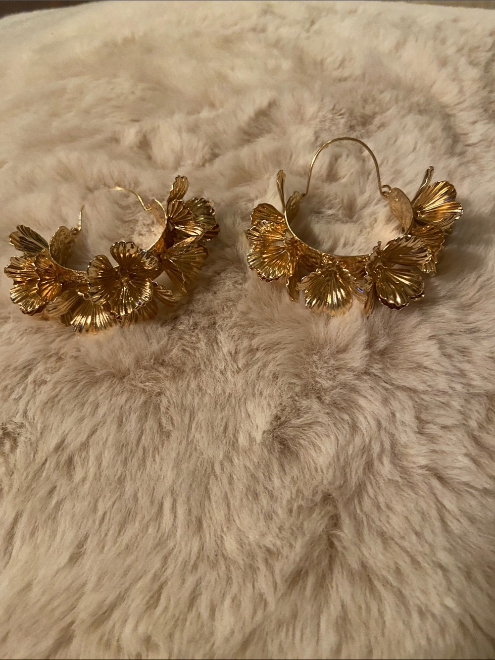 Gold Floral Hoop Earrings - Elegant Women's Jewelry